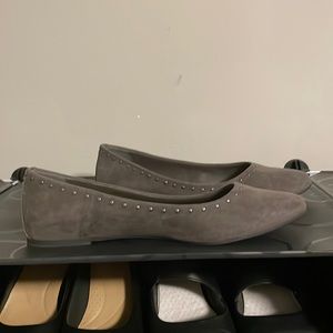 Gray suede flats